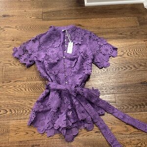 Purple Floral Lace Top